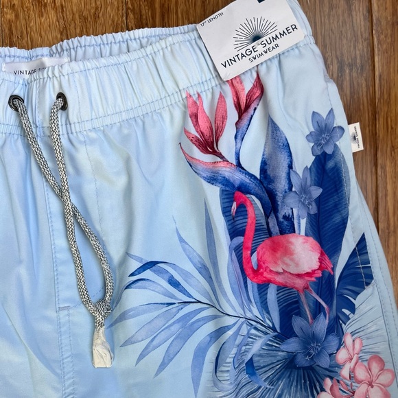 Vintage Summer Flamingo Men Swim Shorts size Large - Picture 2 of 5